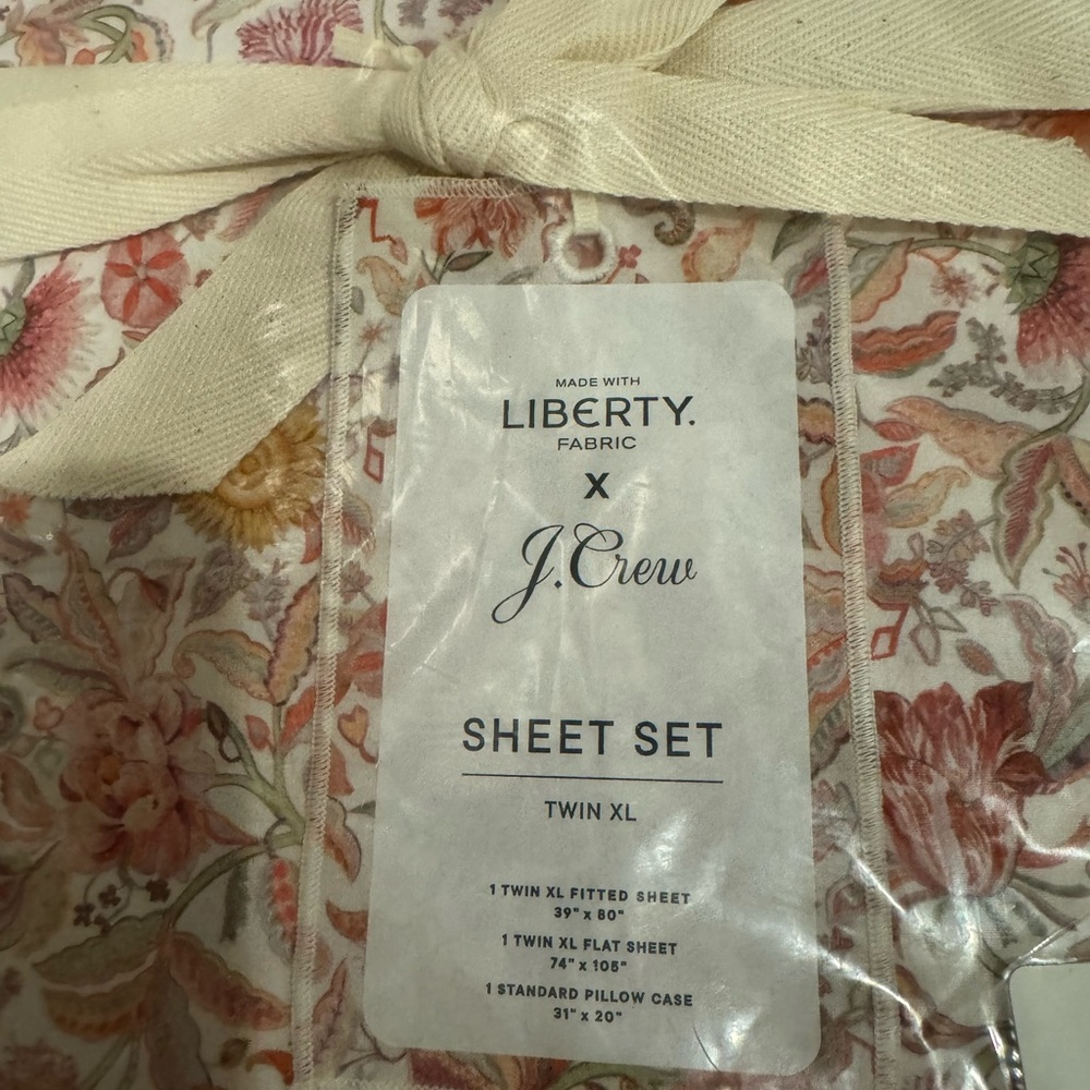 Liberty of London XL Twin sheet set from JCrew.  NWT